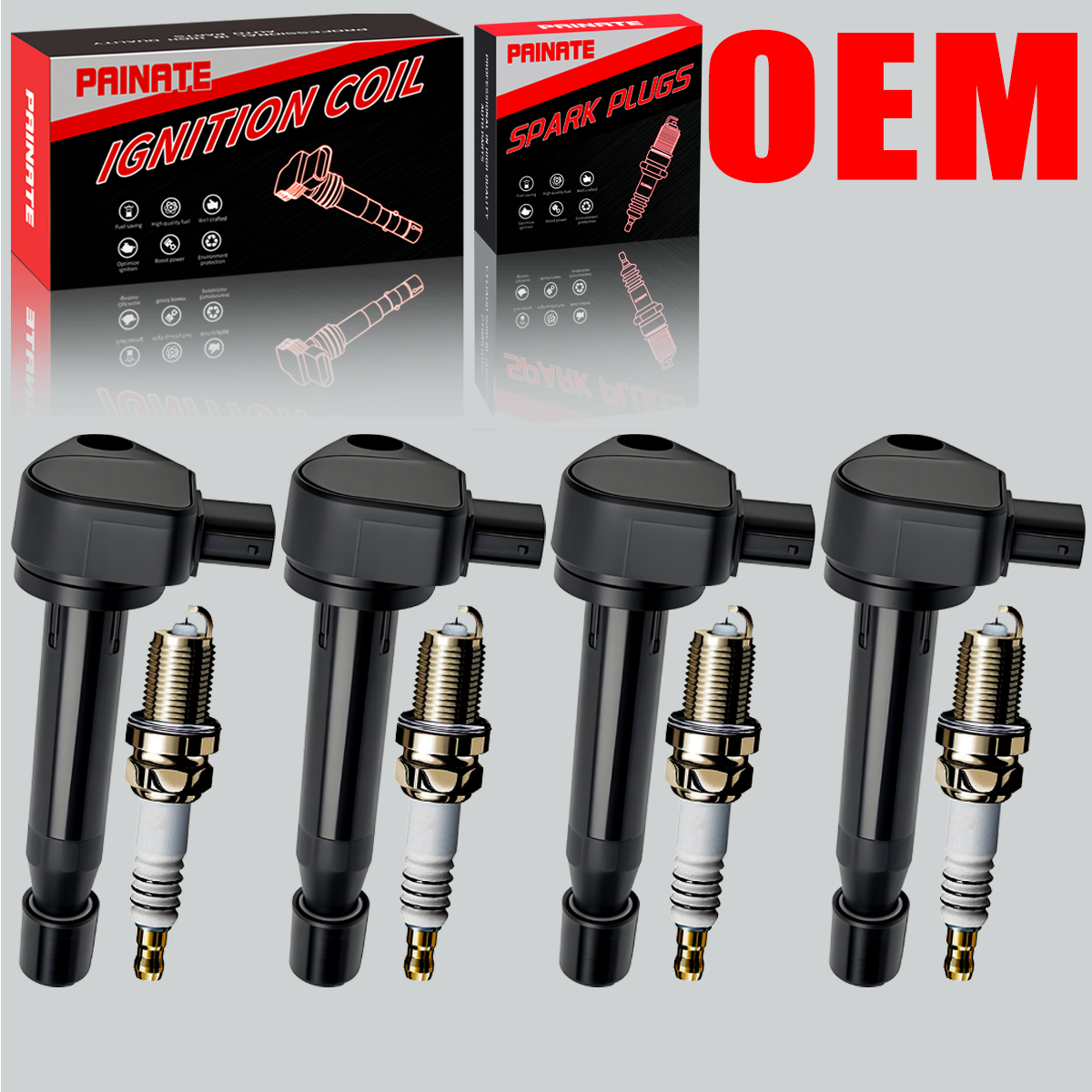 4X OEM Brand Ignition Coil & 4X Iridium Spark plug For Honda Civic 1.7L L4 UF242