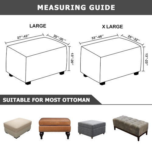 Rectangle Ottoman Cover Stretch Velvet Solid Color Footstool Slipcover Protector - Picture 81 of 90