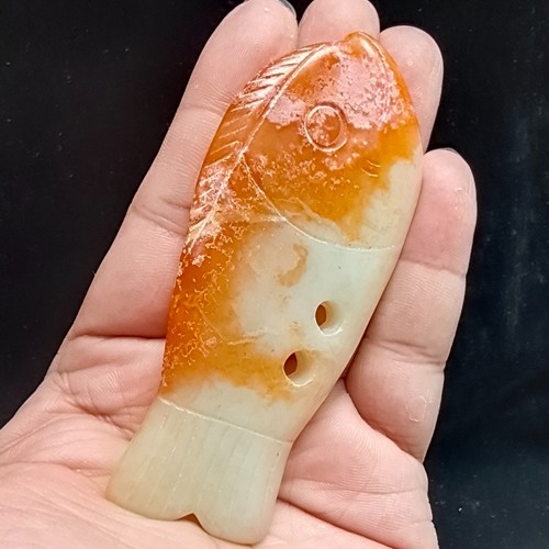 Chinese jade,collectibles, manual sculpture,Ancient jade fish statue pendant 609 - Picture 3 of 7