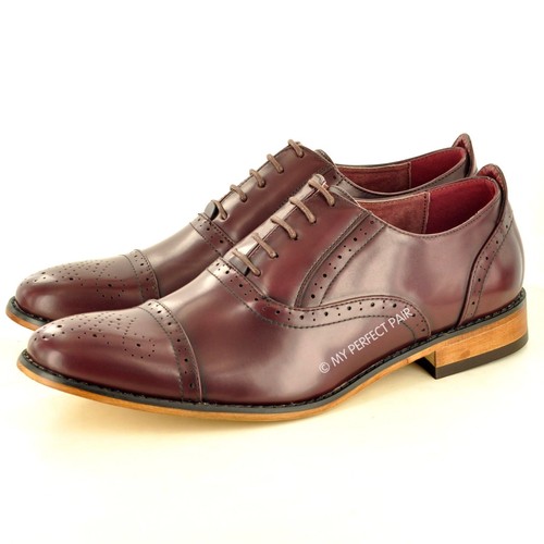 Neu Herren Brogues formelle Schnürung Büroschuhe Leder gefütterte Zehenpartie Kappe UK Größe 7-12 - Bild 15 von 34