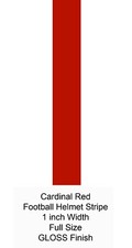 Full Size 1 inch Gloss Cardinal Red Football Helmet Stripe - 20 mil 3M