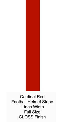 Full Size 1 inch Gloss Cardinal Red Football Helmet Stripe - 20 mil 3M
