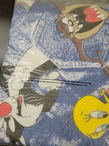 Vintage 1992 Looney Tunes Blanket 45"x60" NEW SEALED RARE! Slightly Irregular - 第 6/8 張圖片