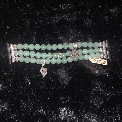 Apple Watch strap green aventurine bracelet charms Green Onyx and Green Aventurine Smartwatch Bracelet Watch  main image 4