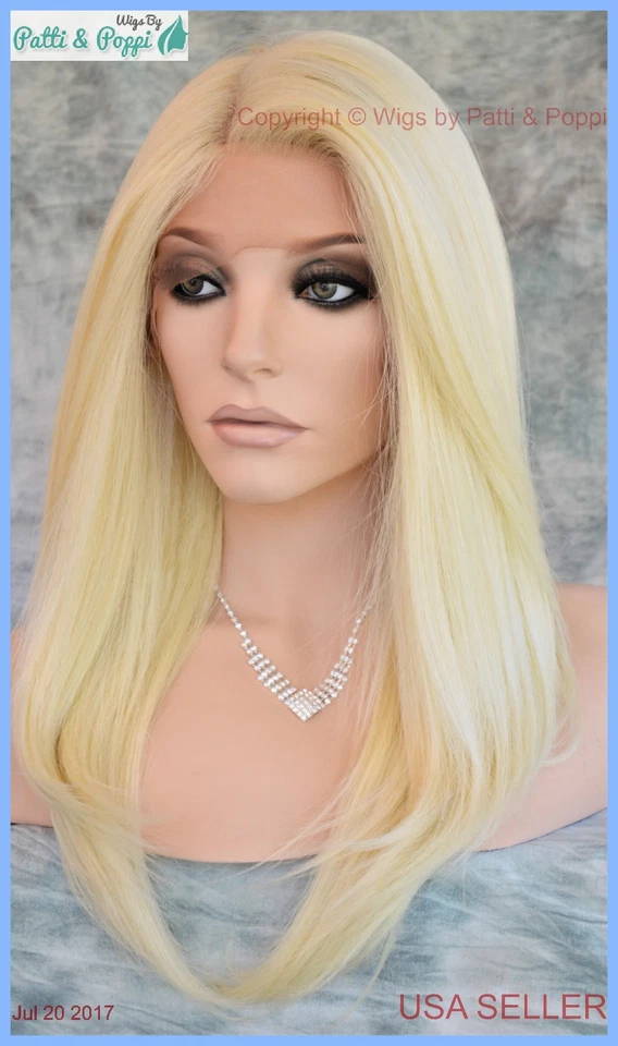 Swiss Lace Front Wig 4X4 Silk Top Hand tied Heat Safe Color 613 Long Thick 1228 - Image 4 of 4