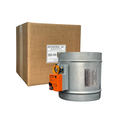 RetroZone™ SD 9" Round Damper - Power Open/Close | 5-Year Warranty