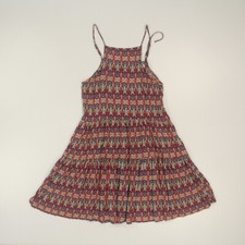 Abercrombie & Fitch Women Mini Sun Dress Sz Small Boho Print Spaghetti Strap Y2K