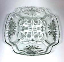 ANCHOR HOCKING glass DEVILED EGG plate Early American Pres Cut HTF PresCut
