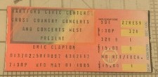 ERIC CLAPTON MAY 1 1985 HARTFORLD CIVIC CENTER CONCERT TICKET STUB