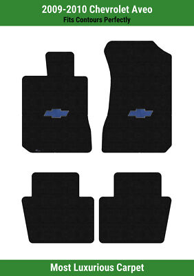 Lloyd Luxe Front & Rear Carpet Mats for '09-10 Chevy Aveo w/Blue Chevy Bowtie