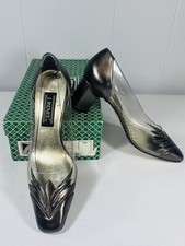 VTG J Renee Clear Metallic Heels Square Toe Women Shoes Size 8 1/2 M NOS