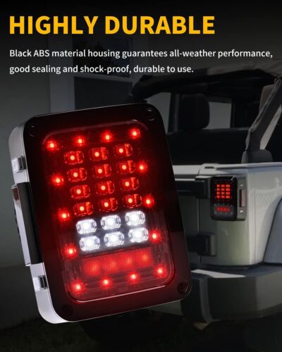 For Jeep Wrangler JK Combo Led Tail Lights 7'' Headlights Fog Turn Signal Lamps - Picture 16 of 24