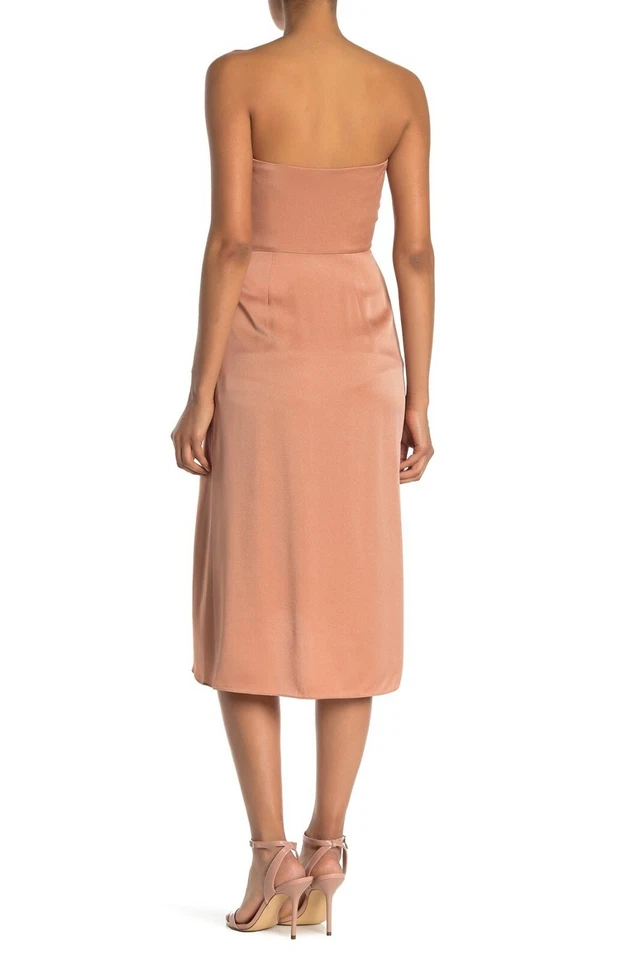 A.L.C. Vestido midi rosa nude rosa cintura torcida sin tirantes asimétrico alto/bajo 6 = S 🤍 Foto 3 de 4