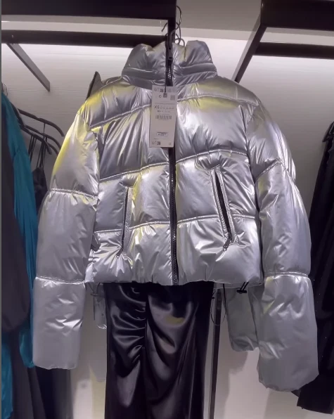 Metallic puffer deals jacket zara