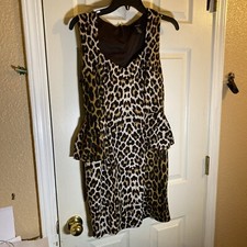 Forever 21 Women M MEDIUM Dress Sleeveless Cheetah Leopard Print Fancy Party Fun