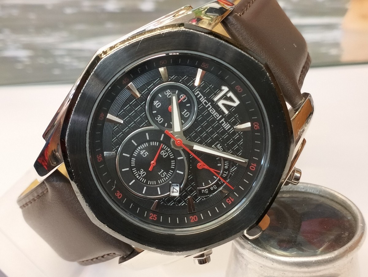 MICHAEL HILL CHRONOGRAPH QUARTZ BLACK DIAL 9402 JAPAN MEN'S FULL
