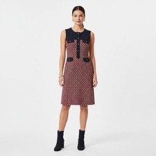 Tory Burch Sleeveless Dress Navy Red Silk Blend Size Medium Preppy