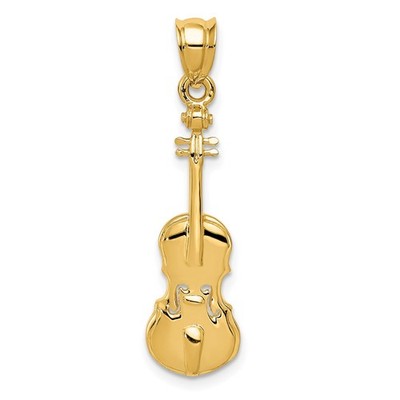 14k Gelbgold Violine Anhänger Charm Musikinstrument Schmuck für Frauen Unisex