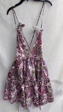 Womens Paisley Halter Maxi Dress Open Back Tiered Large Boho