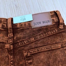 Judy Blue Jeans Womens 7/28 High Waist Wide Leg Garment Dyed Denim - Fall Orange