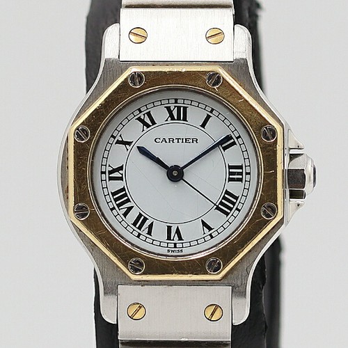 Cartier Santos Octagon SM 2037288 AT Automatic Ladies Watch Vintage Rare A0617