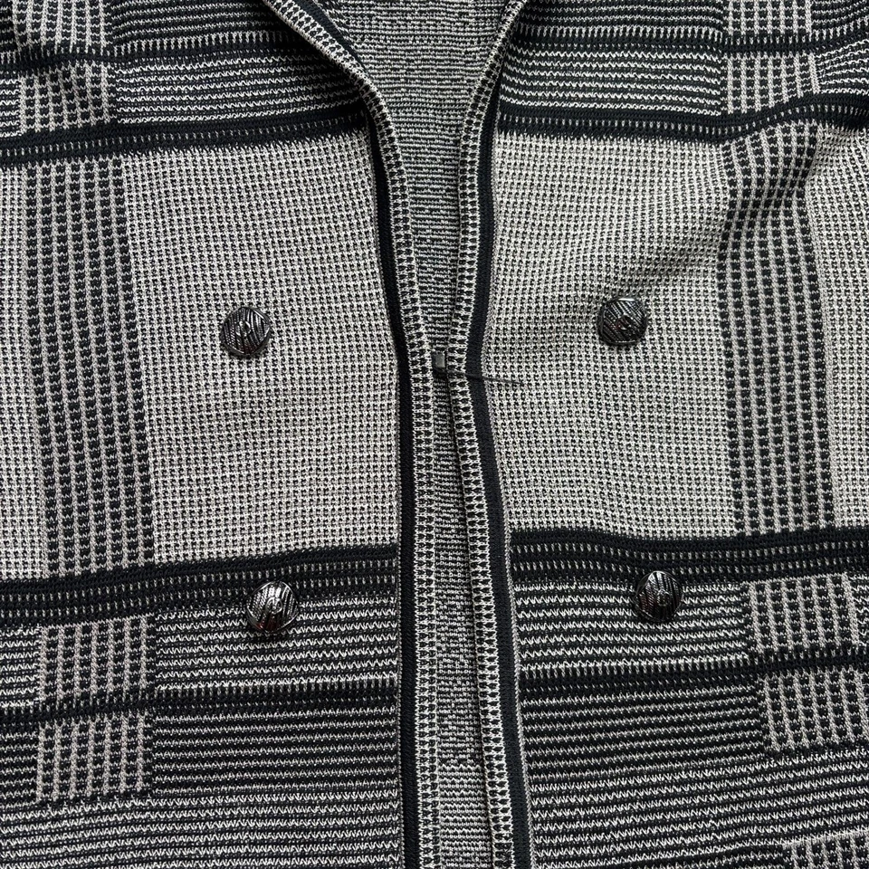 Chaqueta Blazer Ming Wang Tejida a Rayas Para Mujer Mediana Negra Gris Ropa de Trabajo Madura Foto 4 de 4