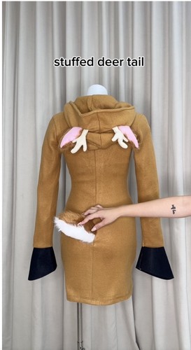 Costume Halloween Leg Avenue con cappuccio accogliente cerbiatto donna LG cosplay giacca ruolo morbido - Foto 5 di 11