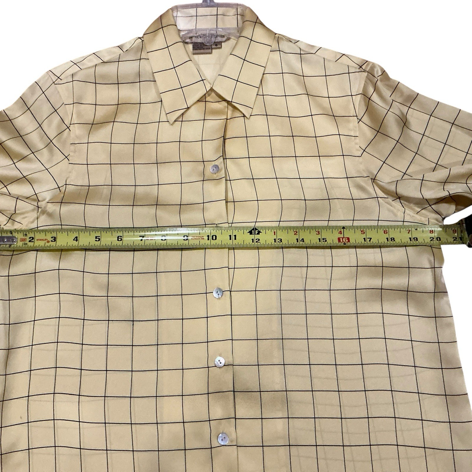 Patrick Christopher 100% Silk Button Up Shirt Yel… - image 3