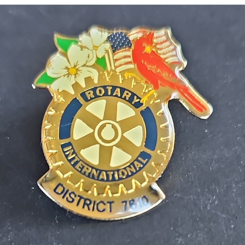 Rotary International District 7610 Enamel Lapel Pin Gold Tone Flags Cardinal