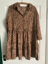 Womens Boohoo Brown And Black Leopard Print Dress Size 10