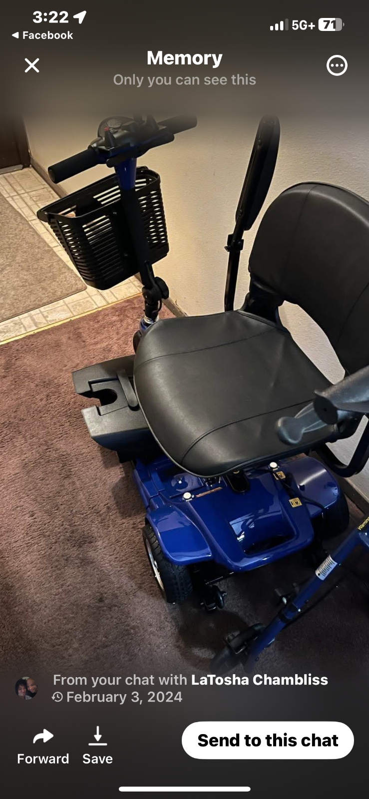 Blue Mobility Scooter 280lb Capacity - Excellent Condition