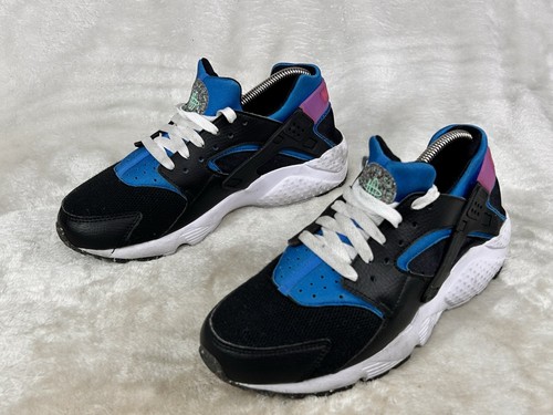 Nike Youth Air Huarache Run Black Blue White DR0166 001 Youth 7Y / Women’s 8.5 - Picture 3 of 7