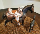 Vtg. 2 Metal Horses, Lg. one is  11"x8.25"x3", Removable Custom Saddle & Bridle — photo 8
