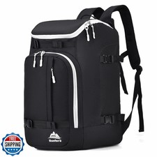 FeedMoo Ski Boot Bag Black Cooler Backpack 50L with Gray Zipper W