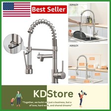 ProPlus Stainless Steel Pull-Down Kitchen Faucet with Dual Sprayer  High Arc
