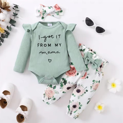 Green Newborn Baby Girl Clothes Spring Toddler Infant Girl Clothes Kids Floral
