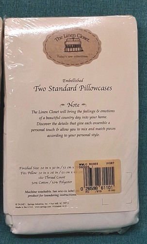 (2) The Linen Closet Embellished Standard Pillowcase Sets of 2 ~ Beige ~ 4 Total - Picture 9 of 12