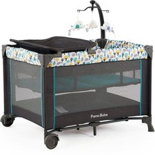 PAMO BABE PORTABLE CRIB FOR , PORTABLE PLAYPEN WITH DETACHABLE BASSINET - BLUE