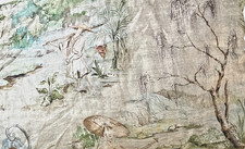 Cuddledown Queen fitted sheet 100% cotton toile Asian theme nwot washed not used