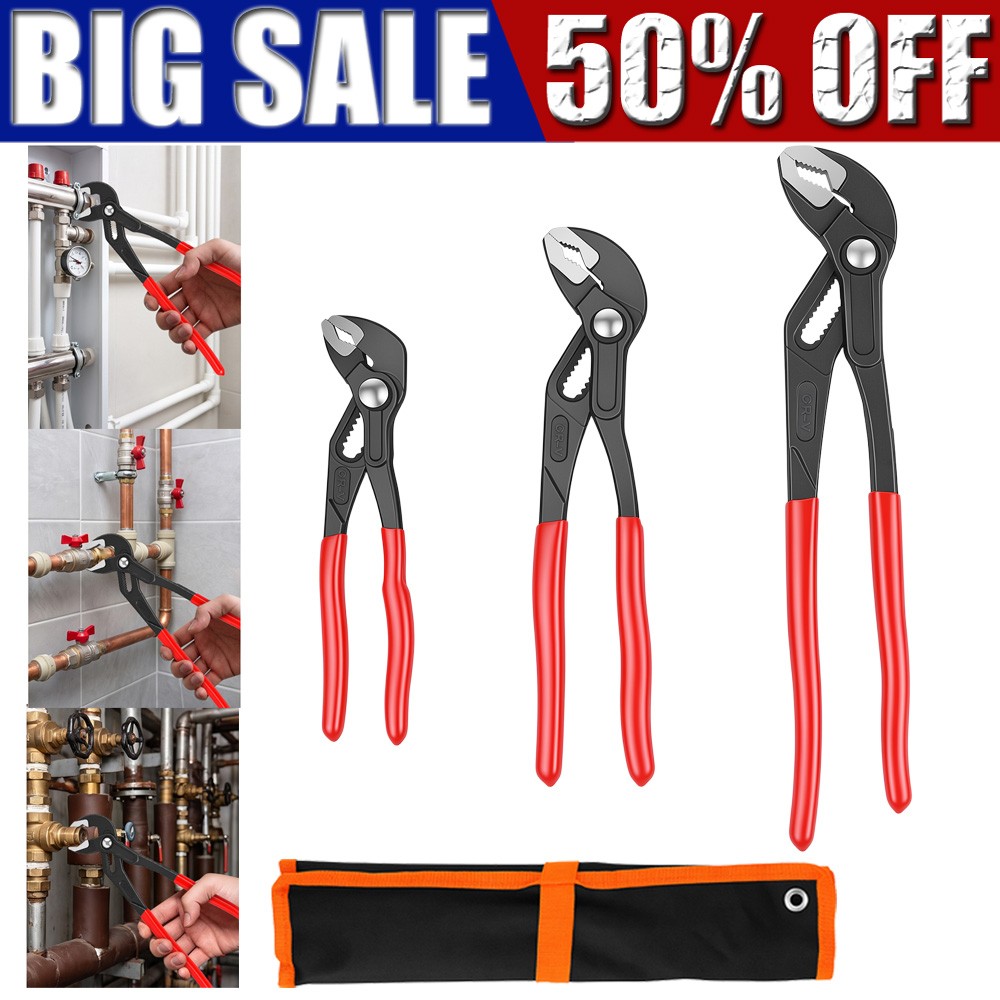 PRO. 3PC Groove Joint Pliers Set, 12/10/7 Inch Adjustable Water Pump Pliers UK