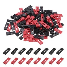 100Pcs 2.54mm Jumper Caps, Open Top Header Pin, Long Circuit Blocks, Red/Black