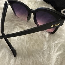 Quay Women s Cat Eye Sunglasses Black Plastic Frame Purple Gradient Tinted
