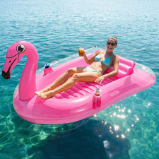 Inflatable Tanning Pool, Flamingo Tanning Pool Lounger with Cup Holder, Floaties