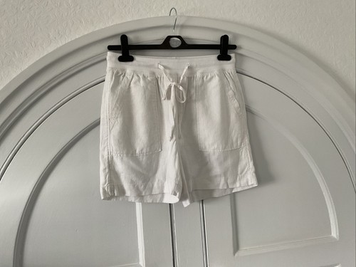 Ladies M&S Linen Mix White Shorts Size 8 Unworn