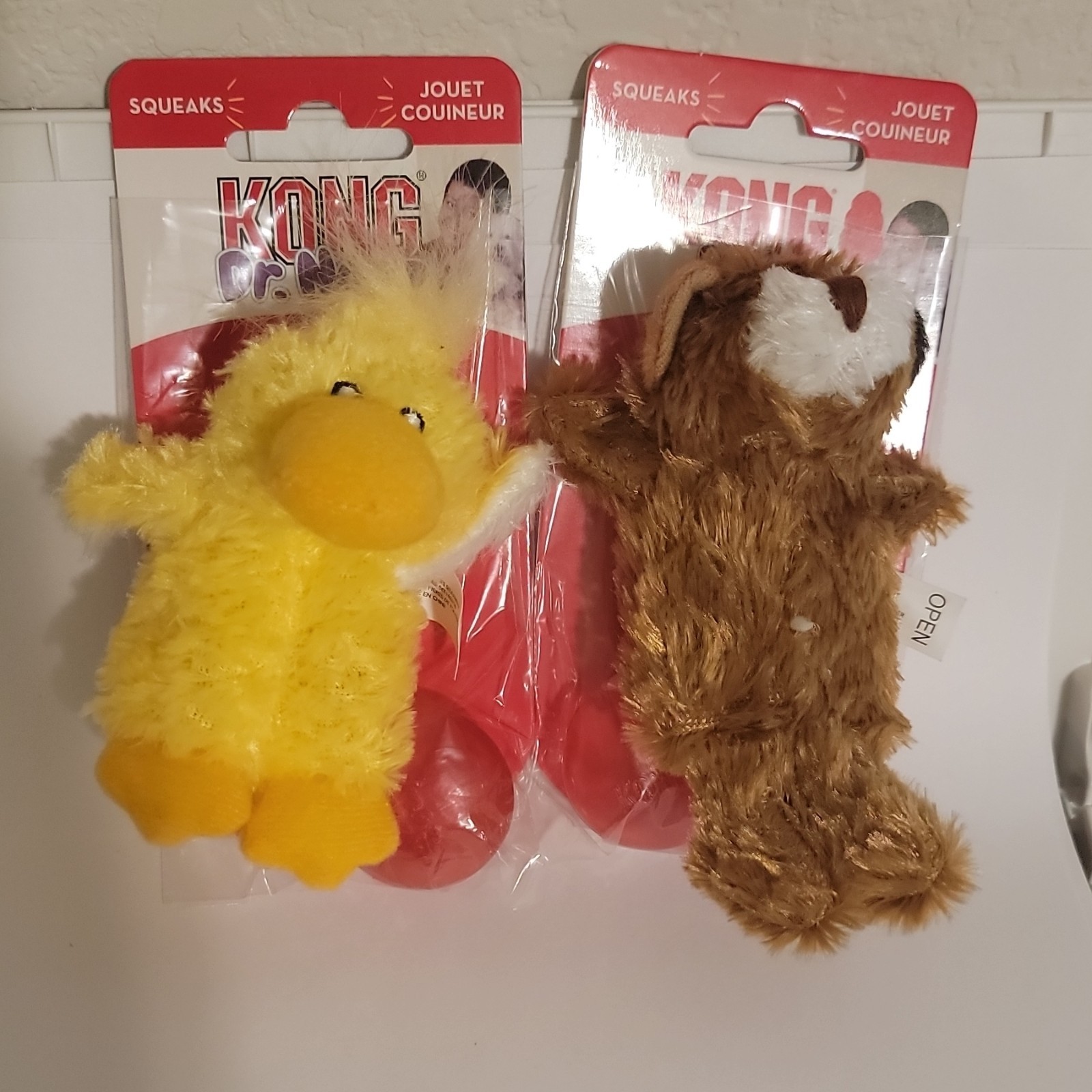 KONG Squeaky Plush Dog Toys Dr. Noyz Teddy 3&times;Bear XS & 3&times;Duck XS Removable