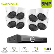 SANNCE 8CH NVR 5MP AI POE Security IP Camera System Outdoor Audio Recording IP67