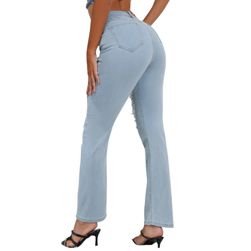Jean troué taille haute femme cheap