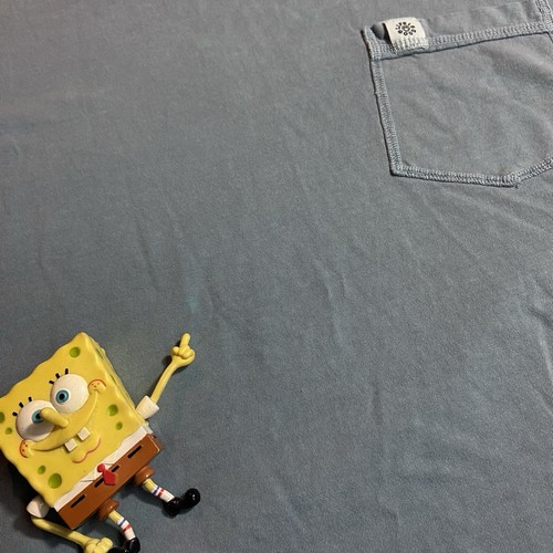 Adult Medium *stained* Life Is Good Brand Pocket T-Shirt Blue Shirt - Picture 4 of 8