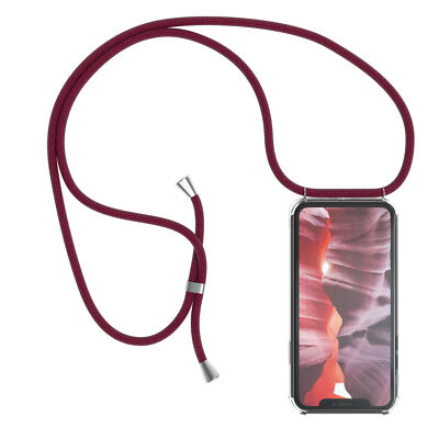 Für Apple iPhone XR Hülle mit Kette Band Seil Handy Soft Case zum Umhängen Rot