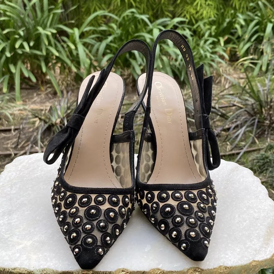 Talons élingue CHRISTIAN DIOR 2017 D Measure noir velours et gemme bout pointu US 8